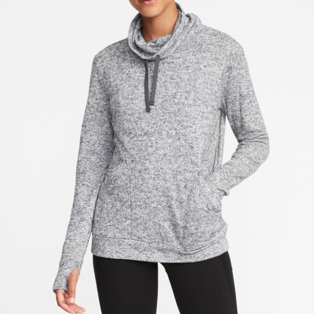 Old Navy Heathered Gray Cowl Neck Hoodie